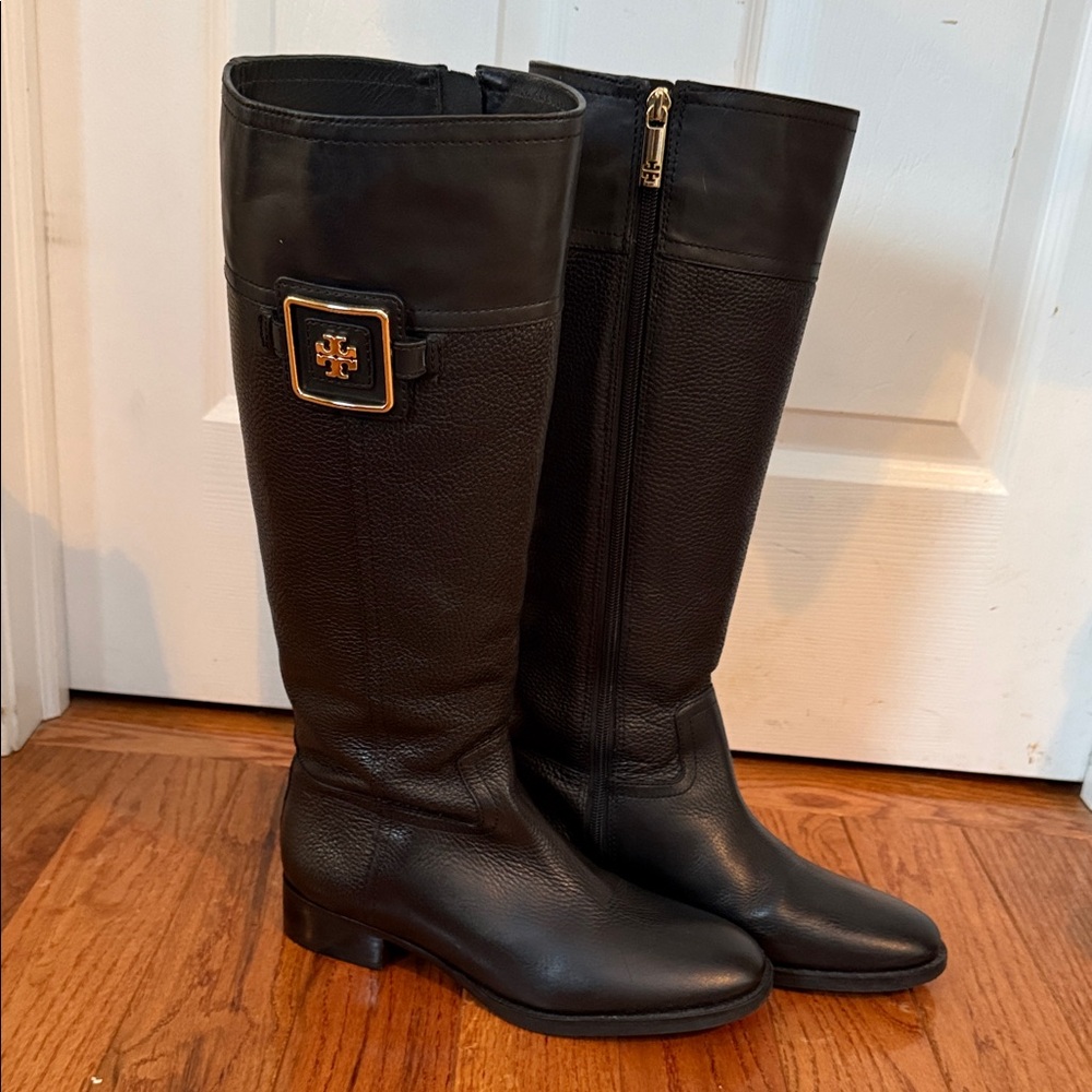 Tory Burch Black Leather Knee-High Boots